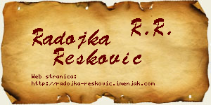 Radojka Resković vizit kartica